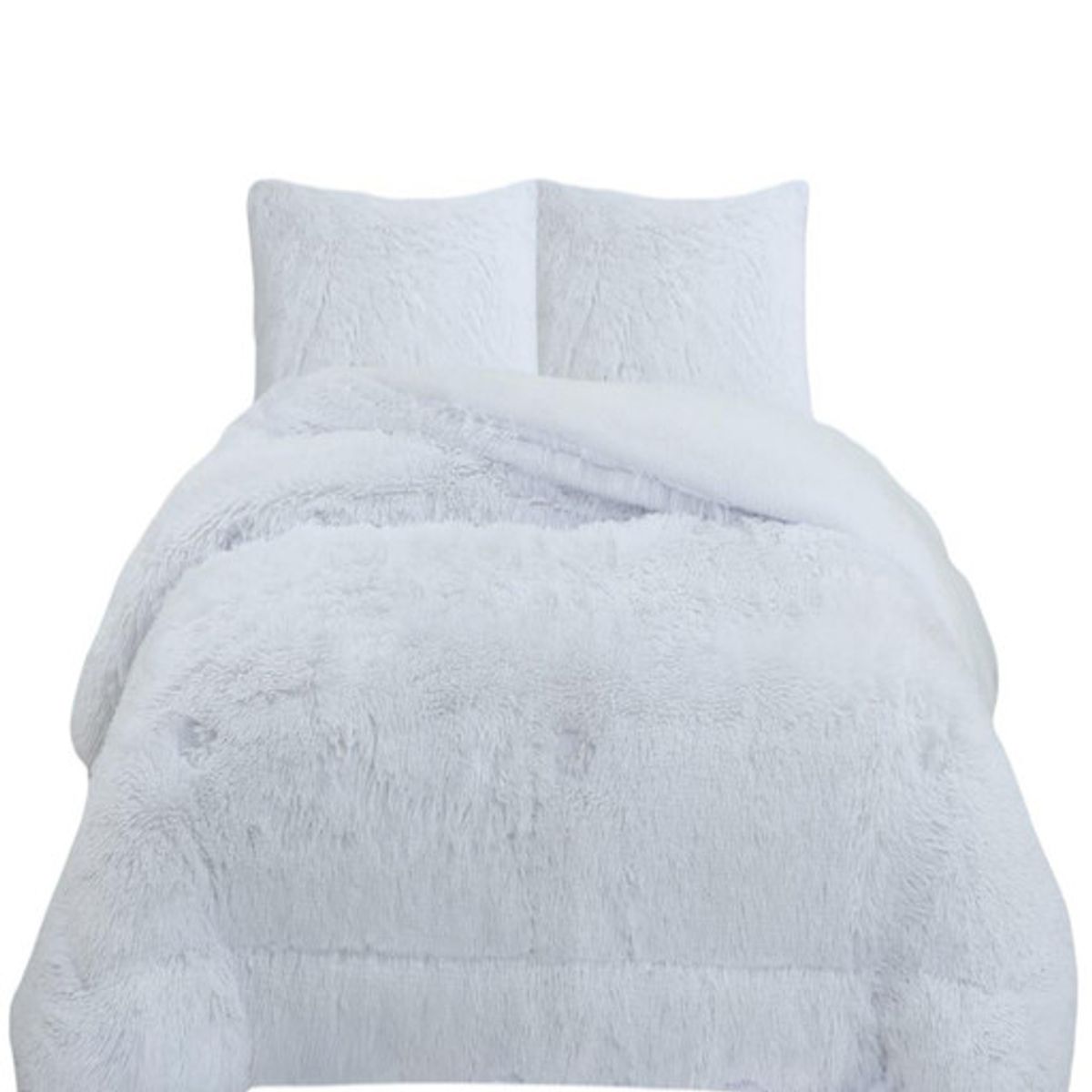 GENERICO - CUBRECAMA PLUSH CON CHIPORRO PELUDO INVIERNO 2 PLAZAS BLANCO