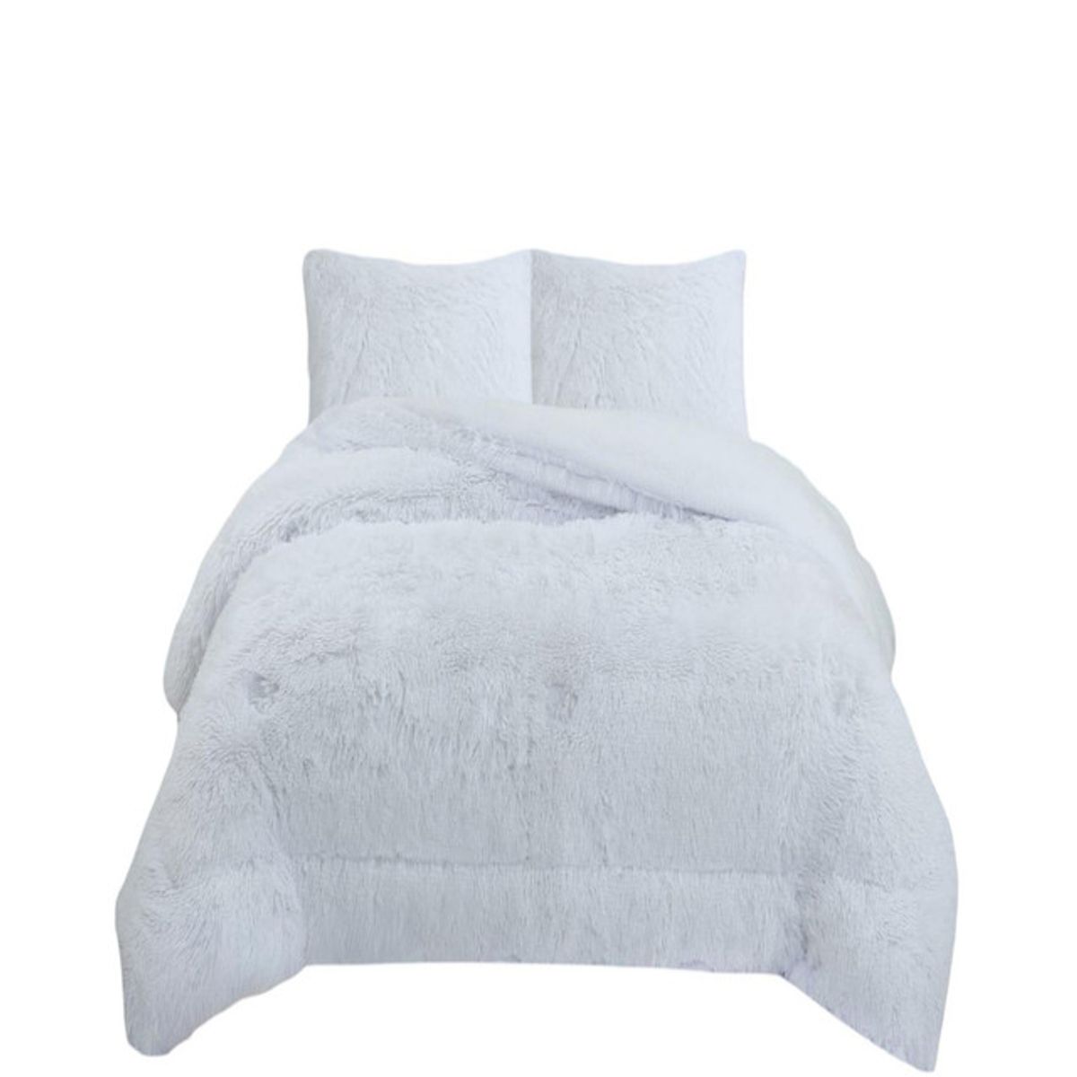 GENERICO - CUBRECAMA PLUSH CON CHIPORRO PELUDO INVIERNO 2 PLAZAS BLANCO