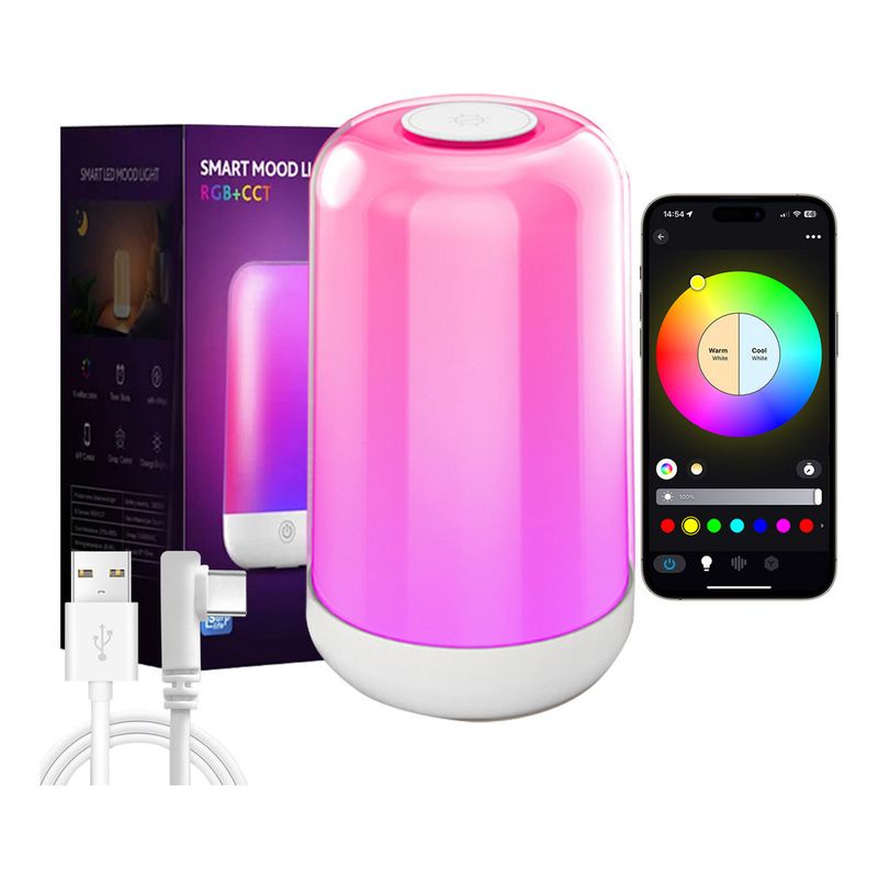 GENERICO - Lámpara Inteligente Rgb Recargable Mas cct Con Control App Portátil