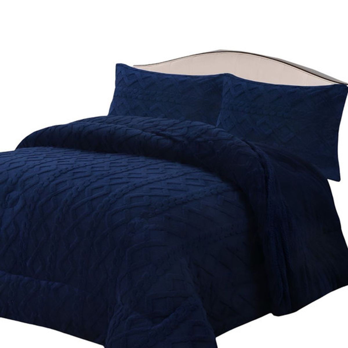 GENERICO - CUBRECAMA CHIPORRO DE INVIERNO DISEÑO TRENZADO 2 PLAZAS AZUL