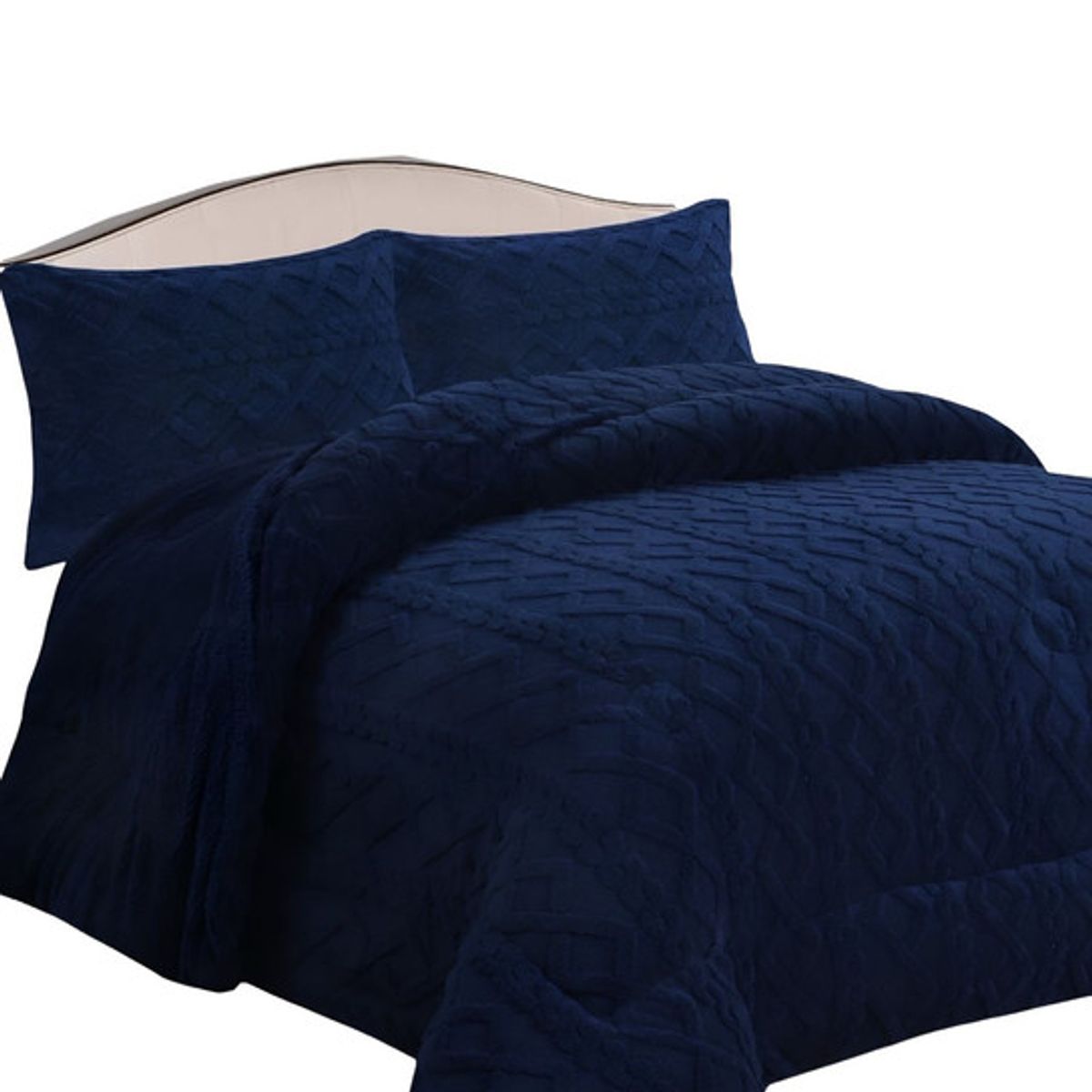 GENERICO - CUBRECAMA CHIPORRO DE INVIERNO DISEÑO TRENZADO 2 PLAZAS AZUL