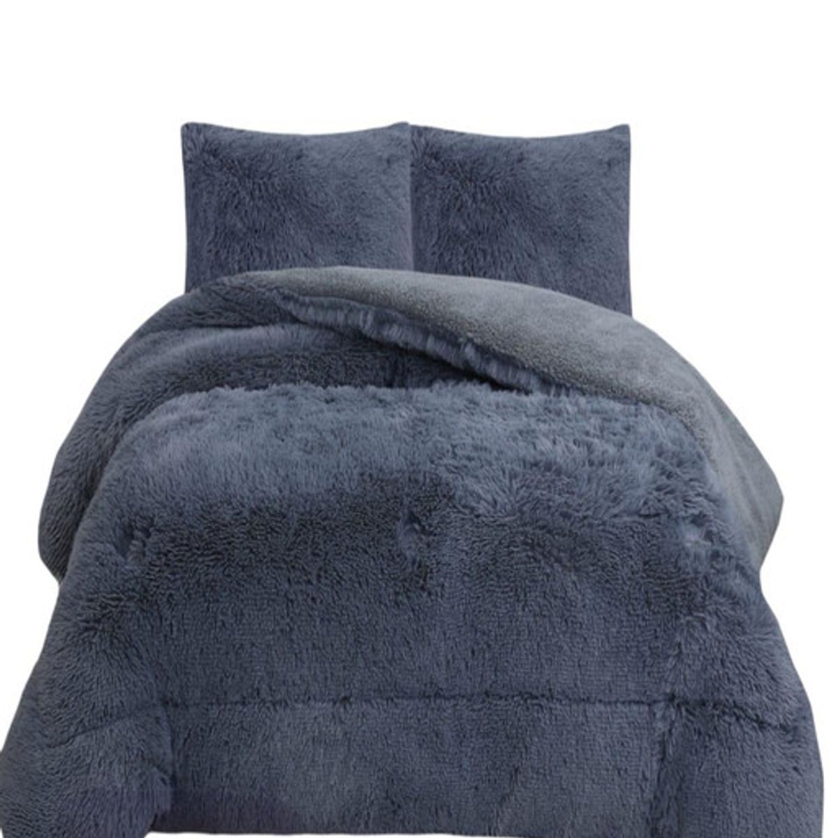 GENERICO - CUBRECAMA PLUSH CON CHIPORRO PELUDO INVIERNO PLAZA Y MEDIA GRIS