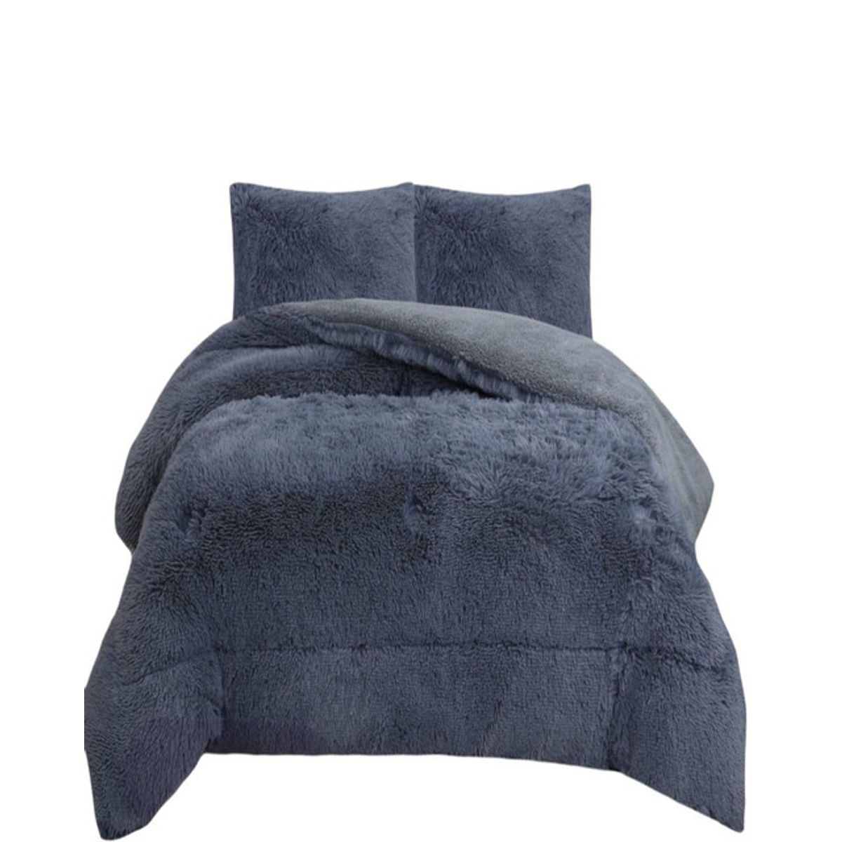 GENERICO - CUBRECAMA PLUSH CON CHIPORRO PELUDO INVIERNO PLAZA Y MEDIA GRIS