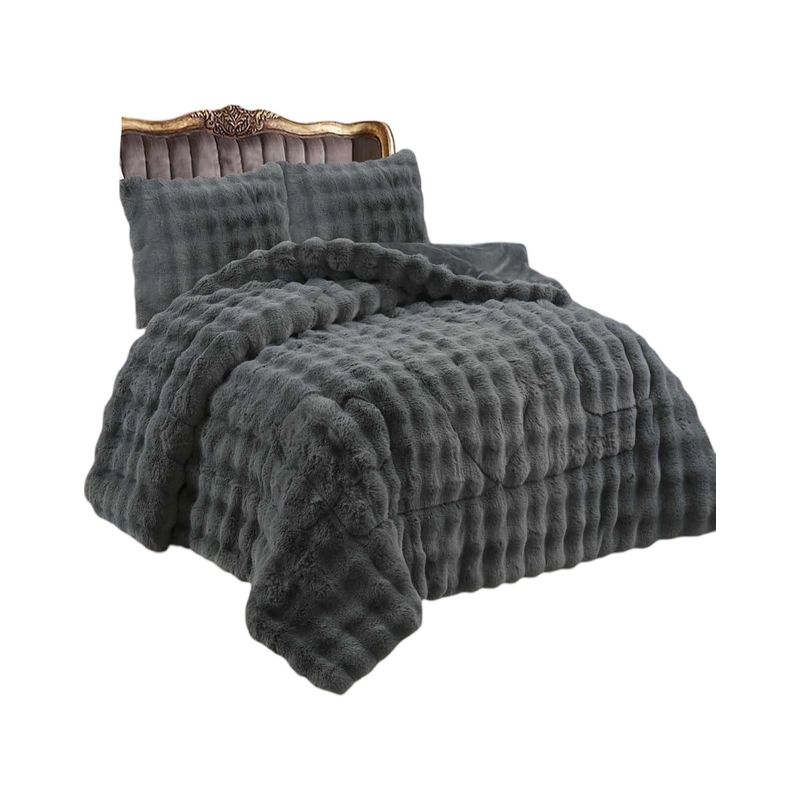 GENERICO - CUBRECAMA CHIPORRO DE INVIERNO DISEÑO BORLAS 2 PLAZAS GRIS.