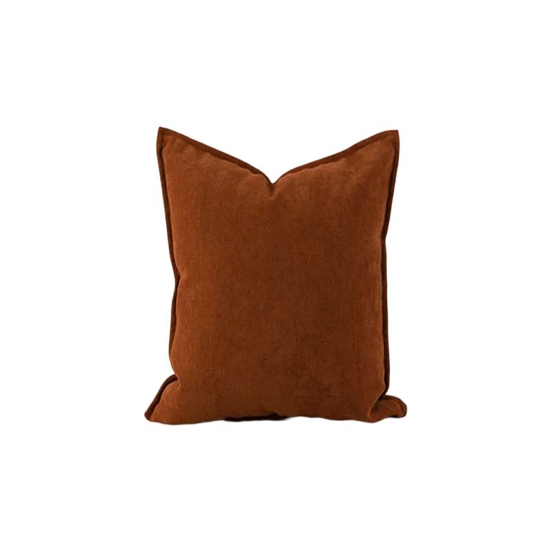 GENERICO - JUEGO DE 2  FUNDAS CHENILLE LISO 45 x 45 cm TERRACOTA