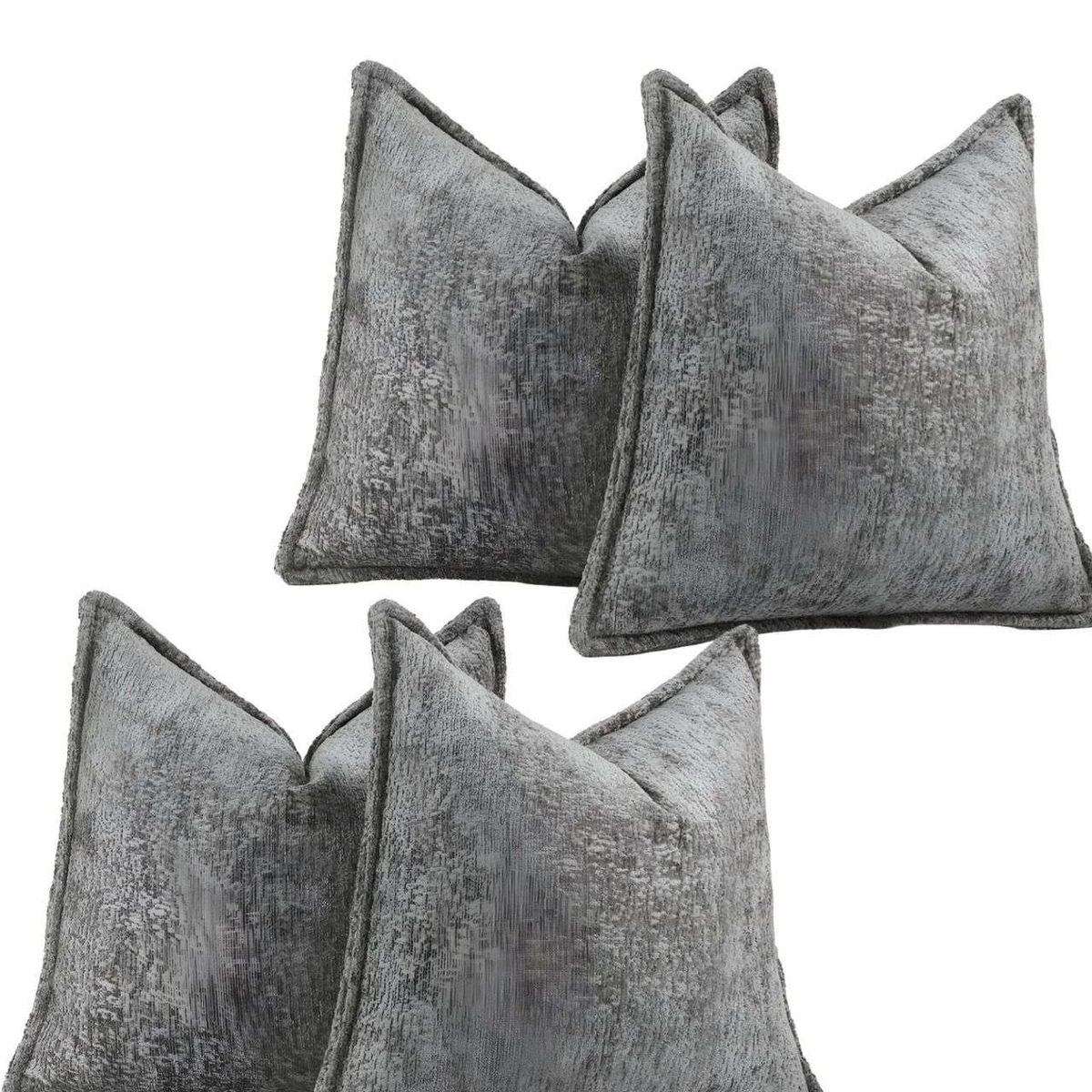 GENERICO - SET DE 4 FUNDAS DE COJIN CHENILLE 45x45 GRIS