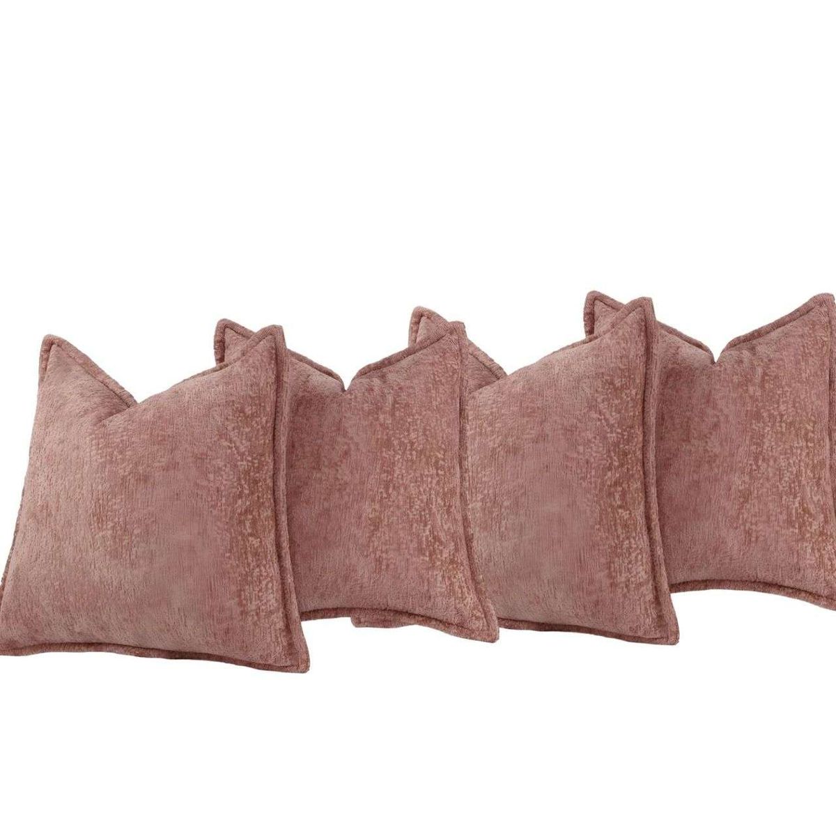 GENERICO - SET DE 4 FUNDAS DE COJIN CHENILLE 45x45 ROSA