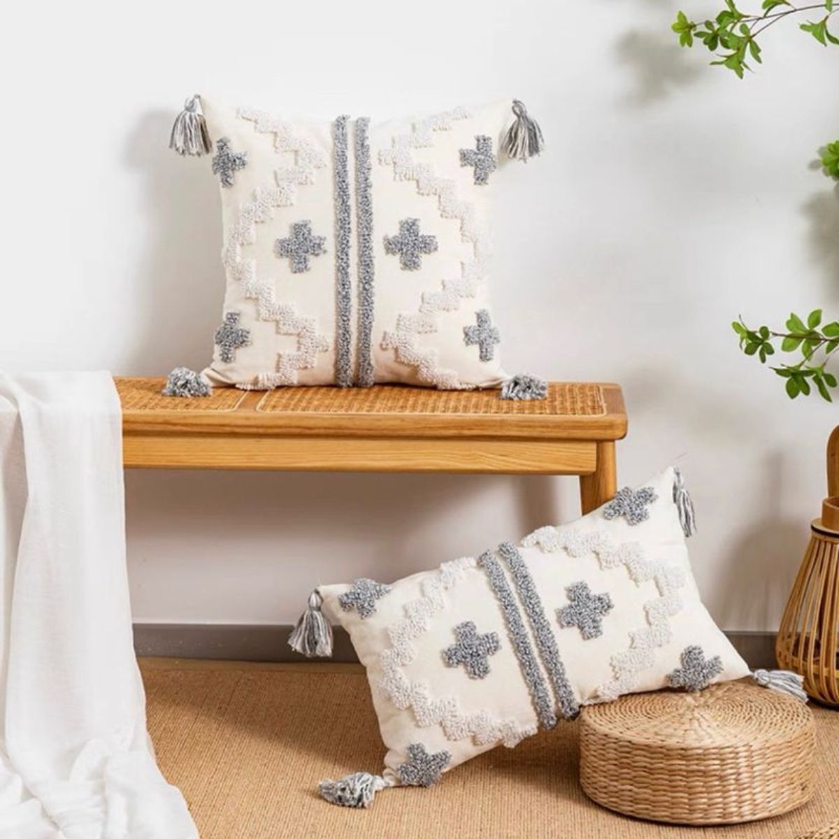 GENERICO - SET 4 FUNDA PARA COJIN MODELO BOHO 45X45 C2