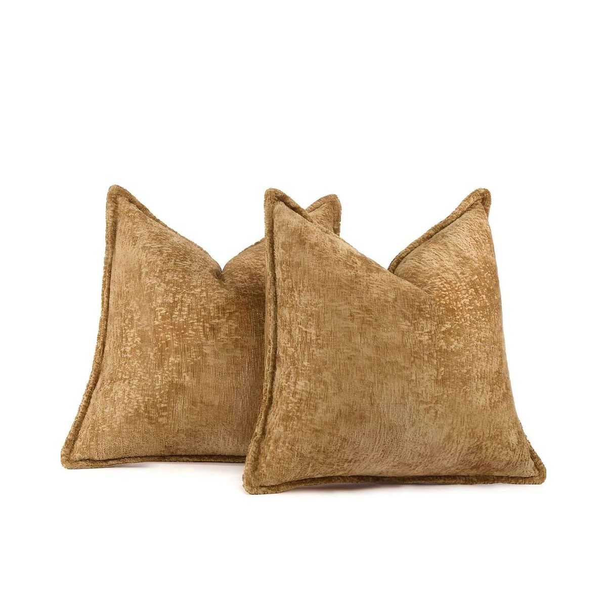 GENERICO - SET DE 2 FUNDAS DE COJIN CHENILLE 45x45 MOSTAZA