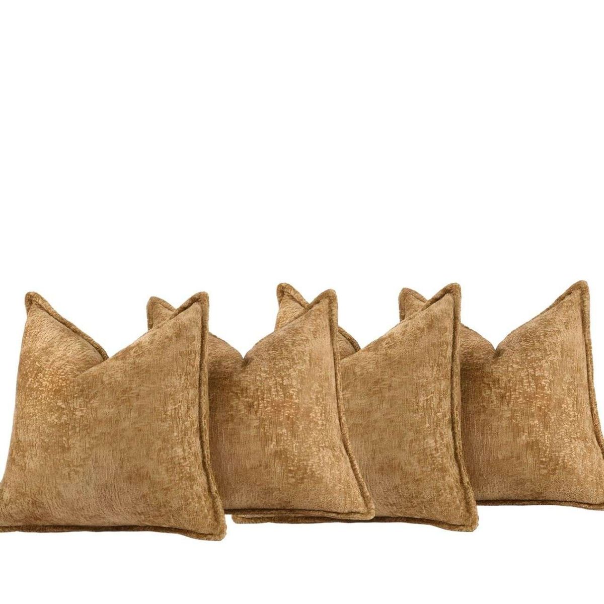 GENERICO - SET DE 4 FUNDAS DE COJIN CHENILLE 45x45 MOSTAZA