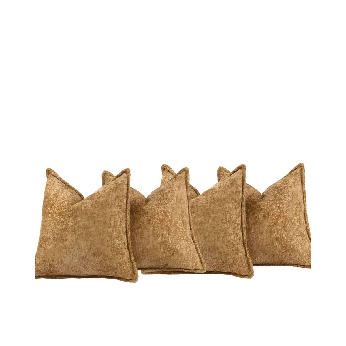 GENERICO - SET DE 4 FUNDAS DE COJIN CHENILLE 45x45 MOSTAZA