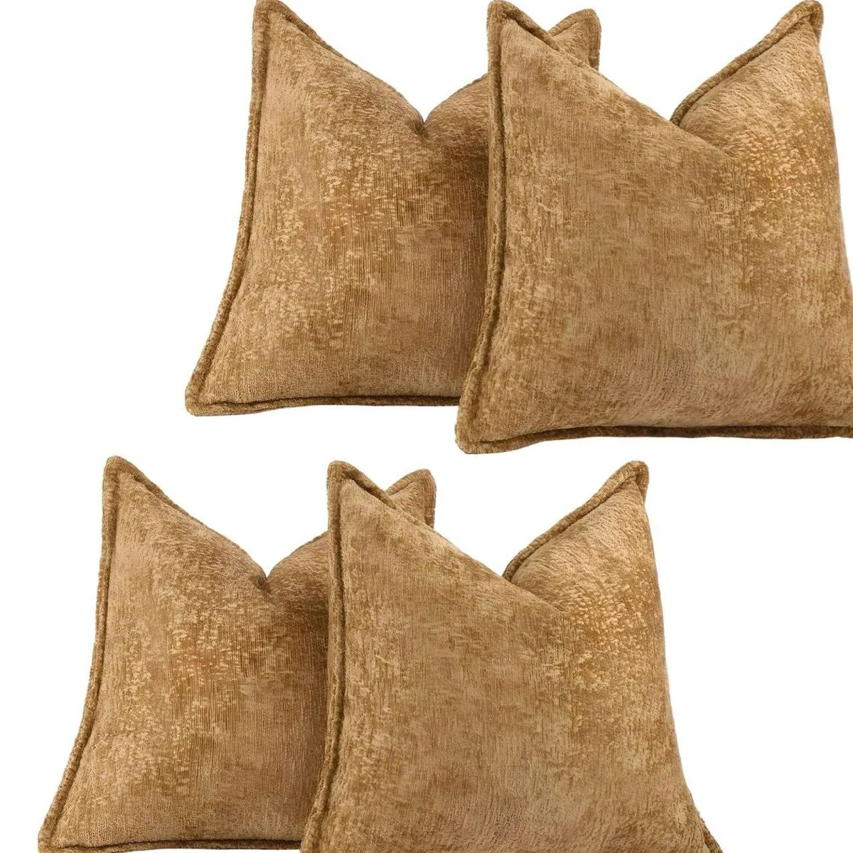 GENERICO - SET DE 4 FUNDAS DE COJIN CHENILLE 45x45 MOSTAZA