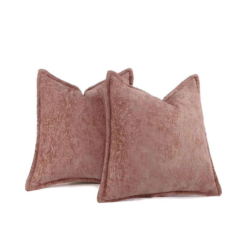 GENERICO - SET DE 2 FUNDAS DE COJIN CHENILLE 45x45 ROSA.