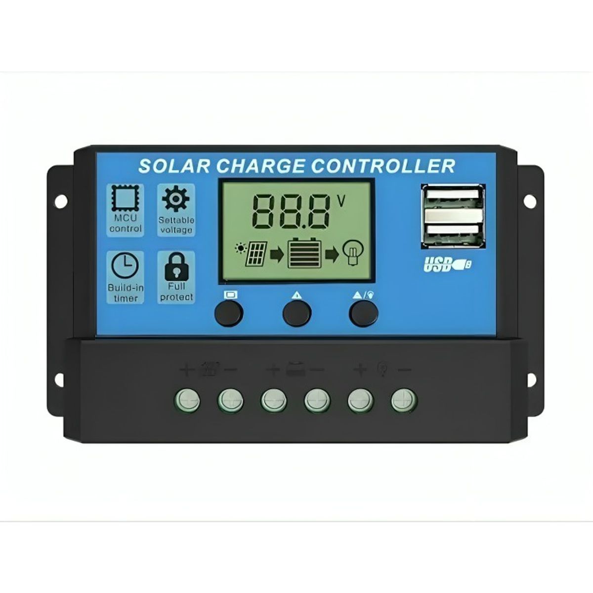 GENERICO - Regulador De Carga Solar Digital 12v 24v 10a