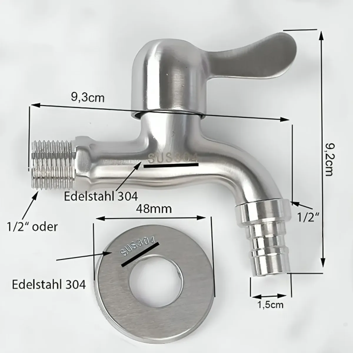 GENERICO - Grifo De Acero Inoxidable Llave De Paso 12