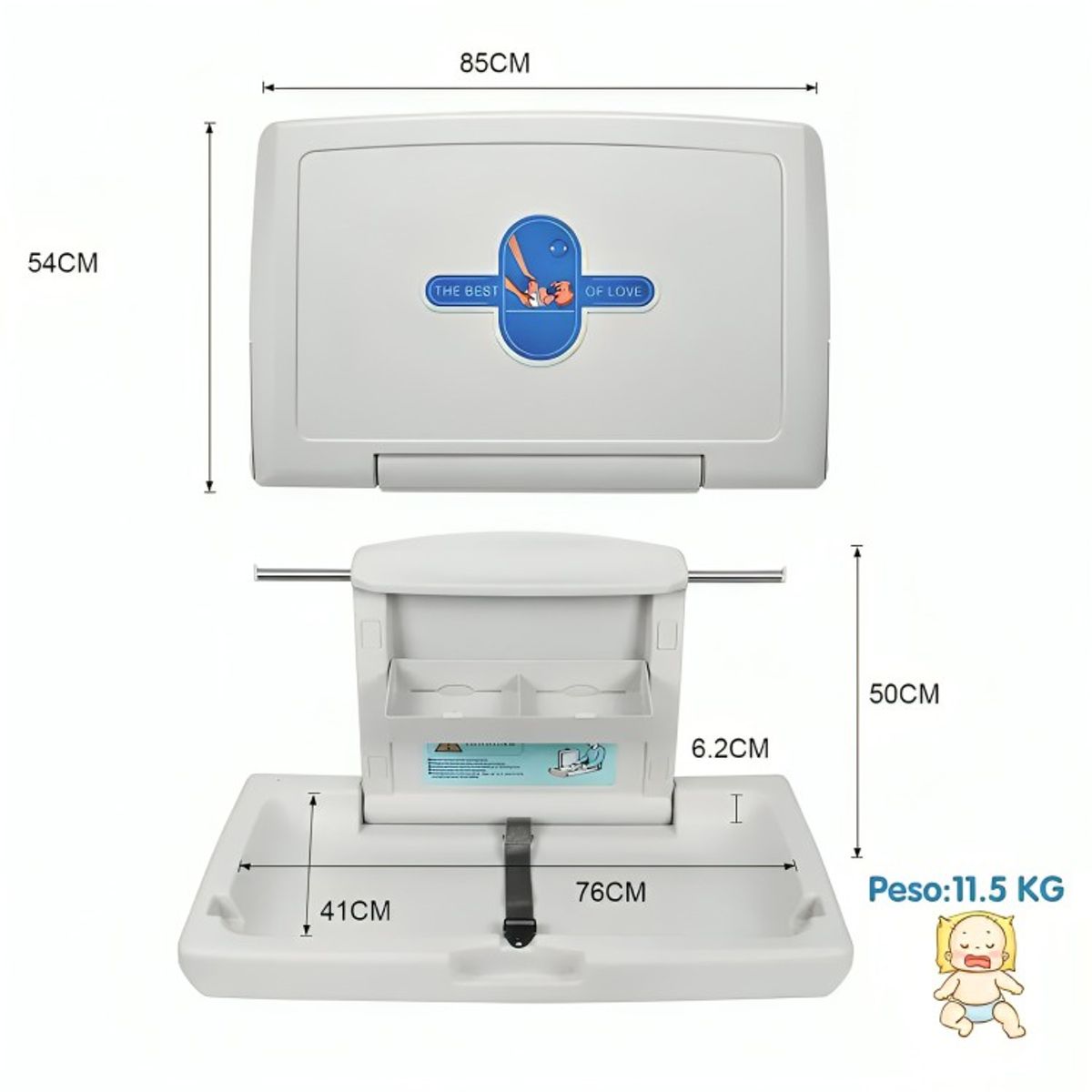 GENERICO - Mudador Cambiador Plegable Para Bebe Horizontal Baño Público