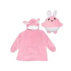 MPROPIA - Poleron Peluche Niños Niñas Infantil Capucha Invierno Mascotas Rosado
