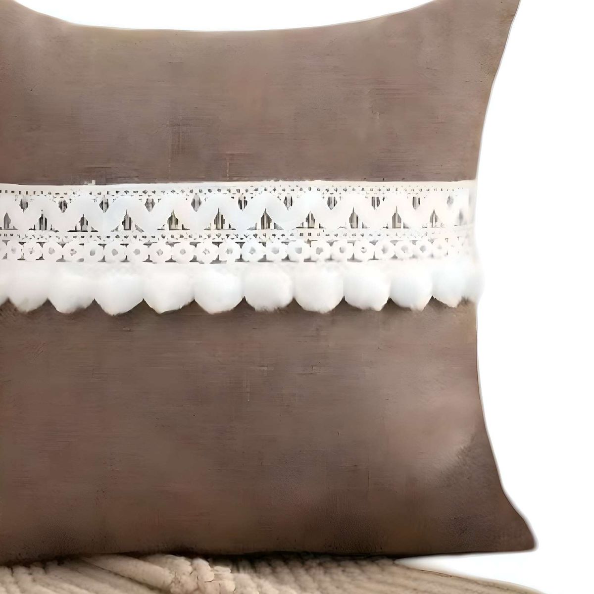 GENERICO - JUEGO DE 2 FUNDAS DE COJIN CON POMPON 45x45 f-05