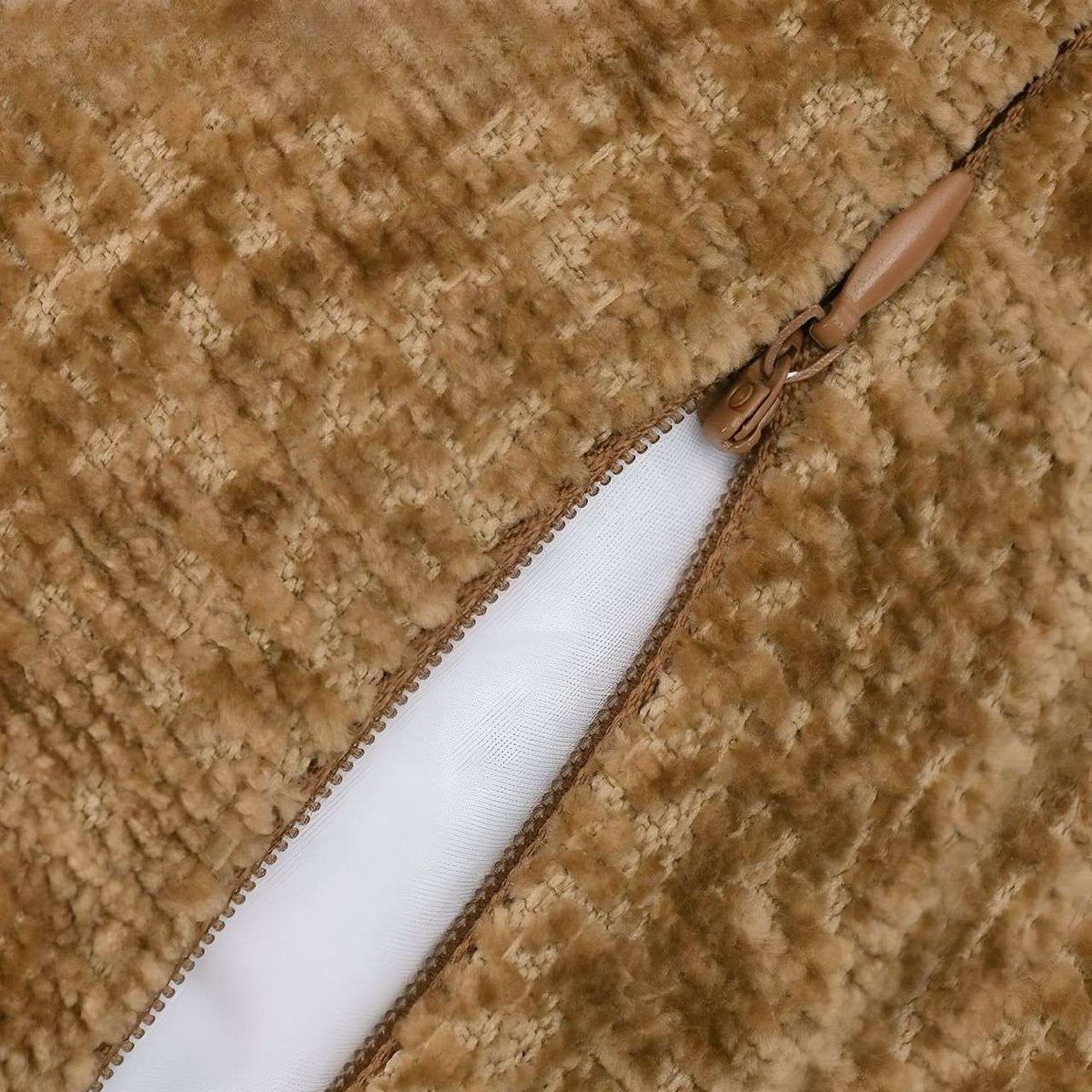 GENERICO - SET DE 2 FUNDAS DE COJIN CHENILLE 45x45 MOSTAZA