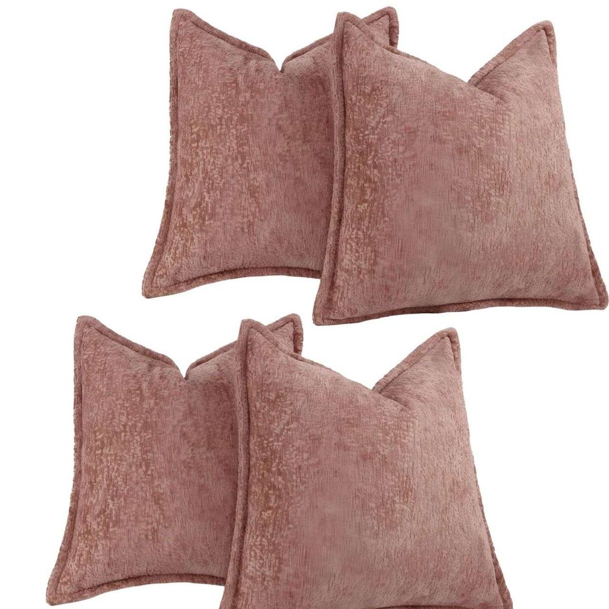 GENERICO - SET DE 4 FUNDAS DE COJIN CHENILLE 45x45 ROSA