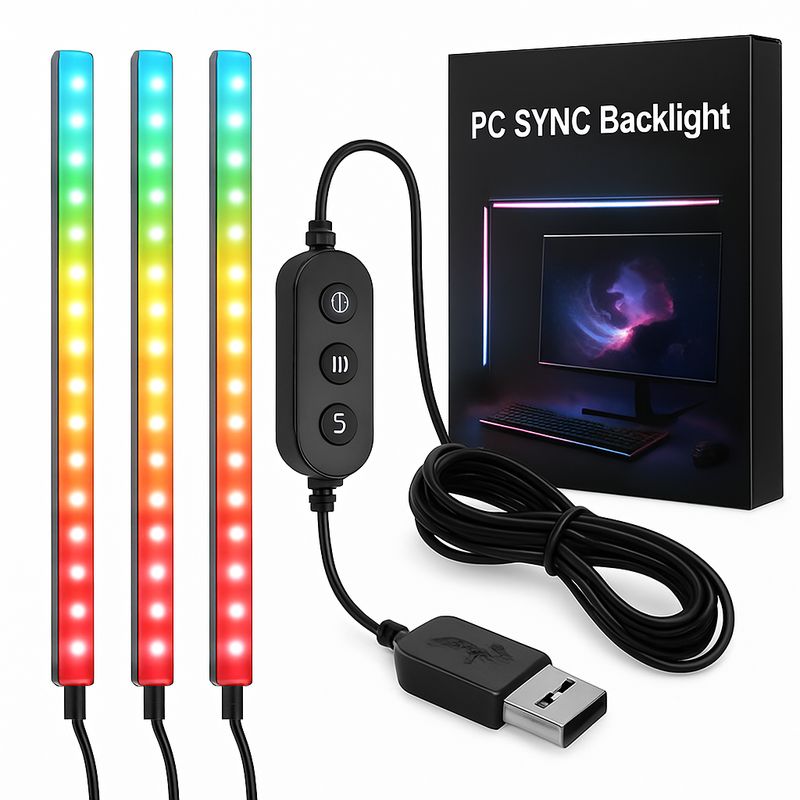 GENERICO - Tiras Led Rgb Pc Sync Backlight Compatible Smart TV Usb Kit