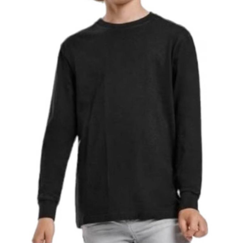 MPROPIA - Polera Negra Manga Larga Niños Algodon 100…