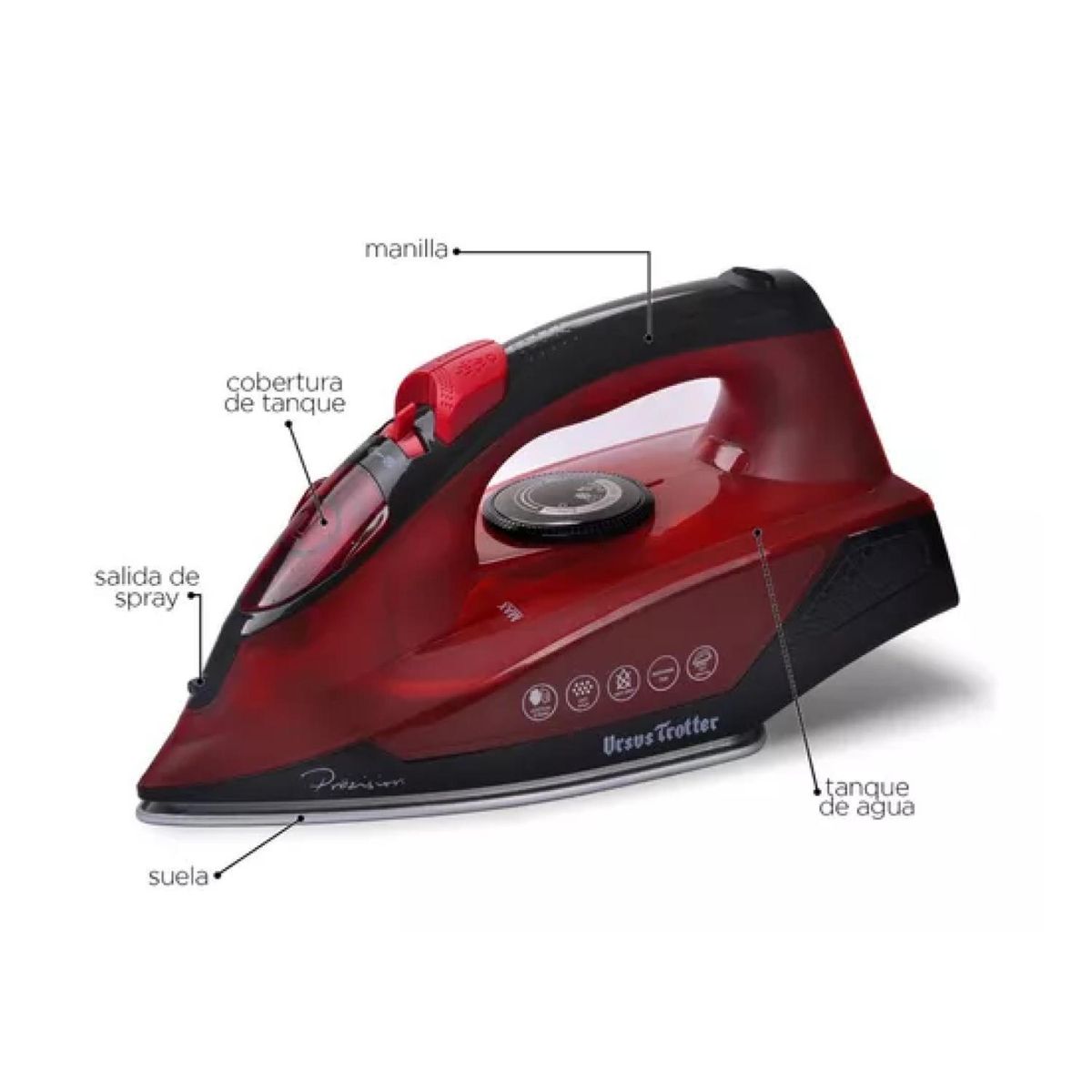 URSUS TROTTER - Plancha A Vapor 2200W 260ml Rojo Ut-Dunst Ursus Trotter