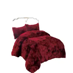 GENERICO - CUBRECAMA PELUDO 2 PLAZAS ROJO JASPEADO
