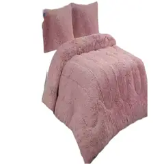 GENERICO - CUBRECAMA PELUDO 2 PLAZAS ROSADO