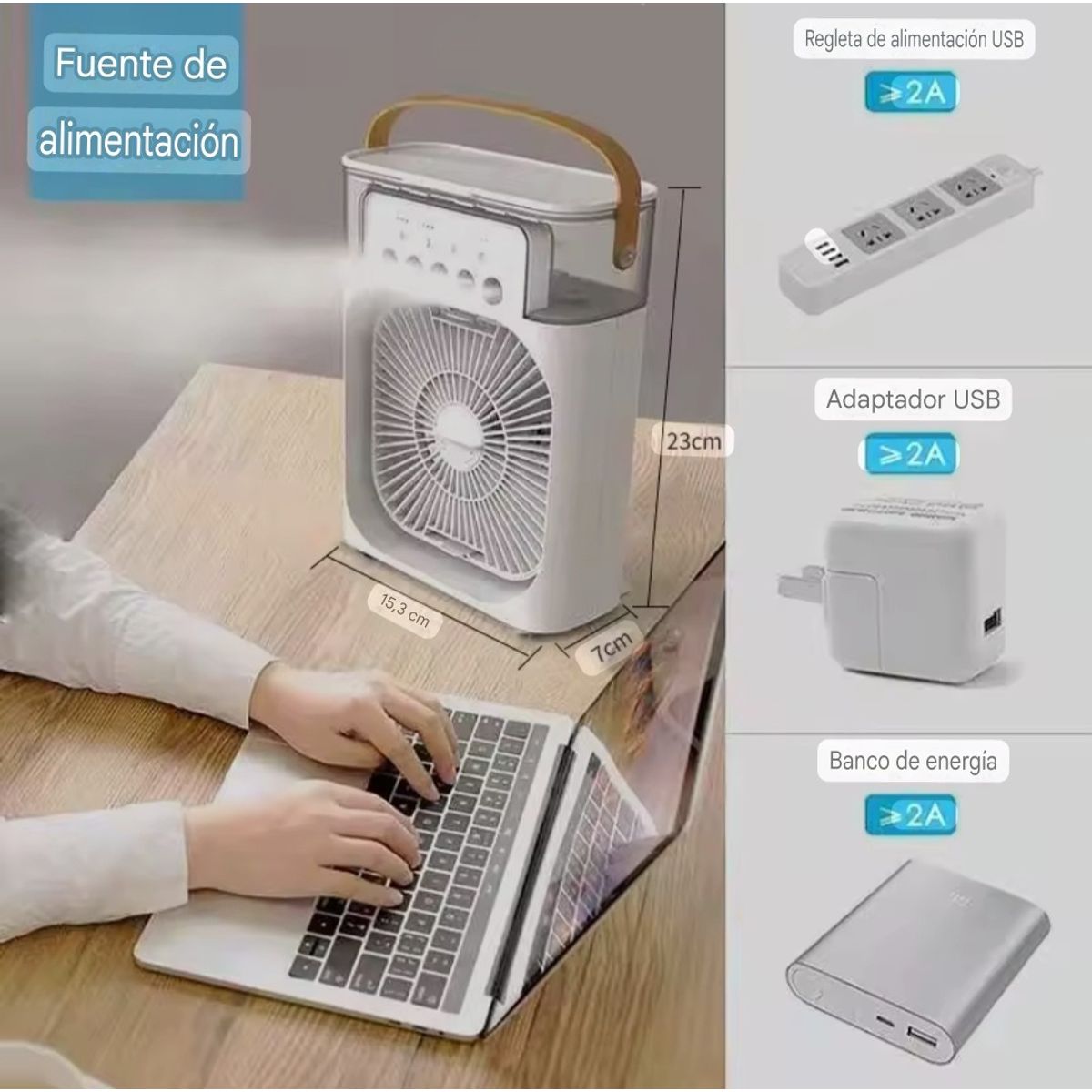 GENERICO - Ventilador humidificador usb blanco 00192BL.