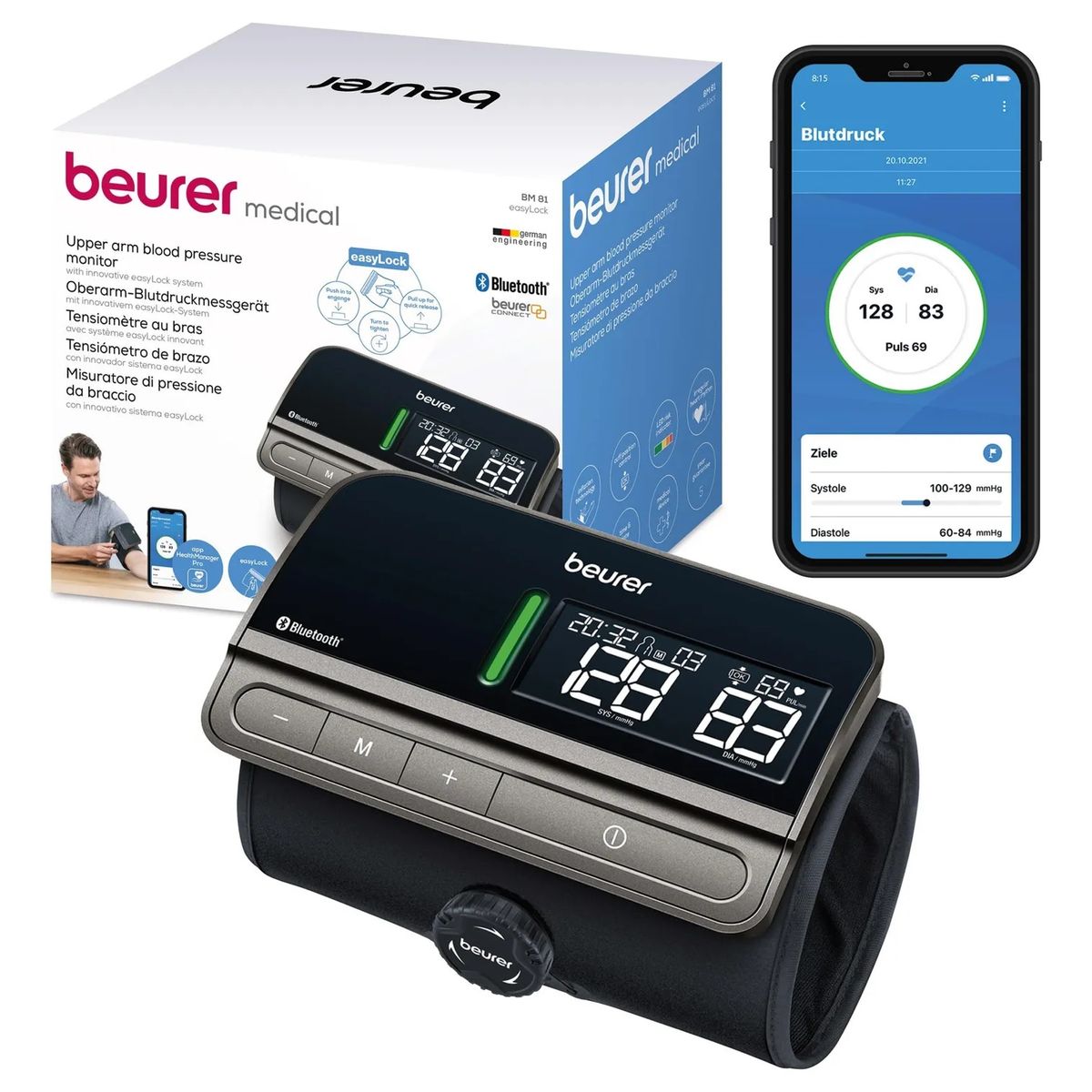 BEURER - Tensiómetro Digital De Brazo Easylock Bluetooth Beurer Bm 81