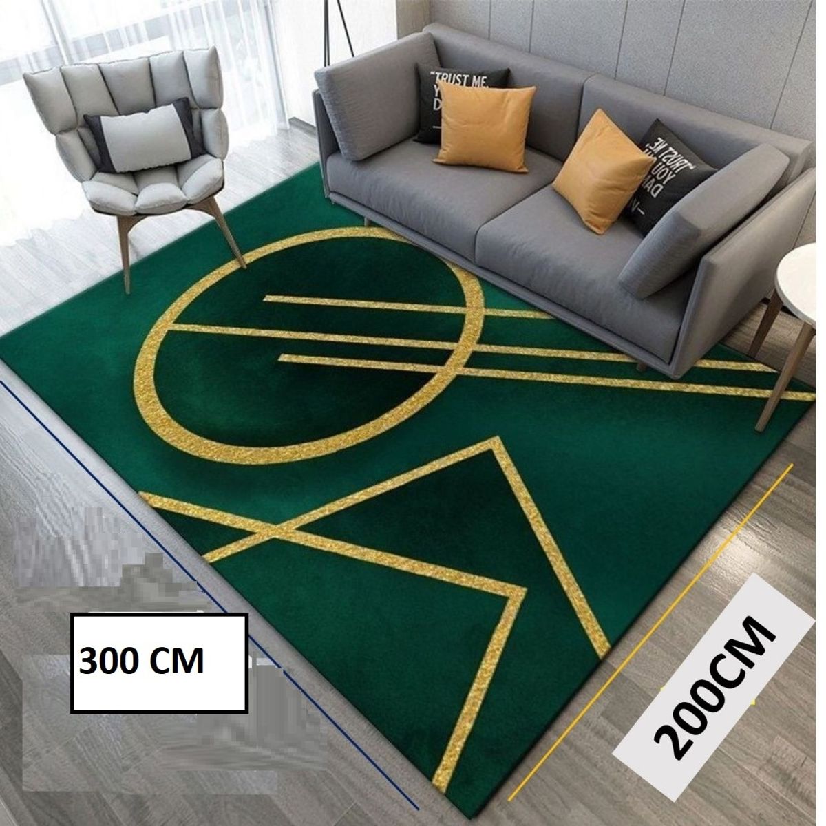 GENERICO - Alfombra grande 200x300 KING diseño verde z-26 wym