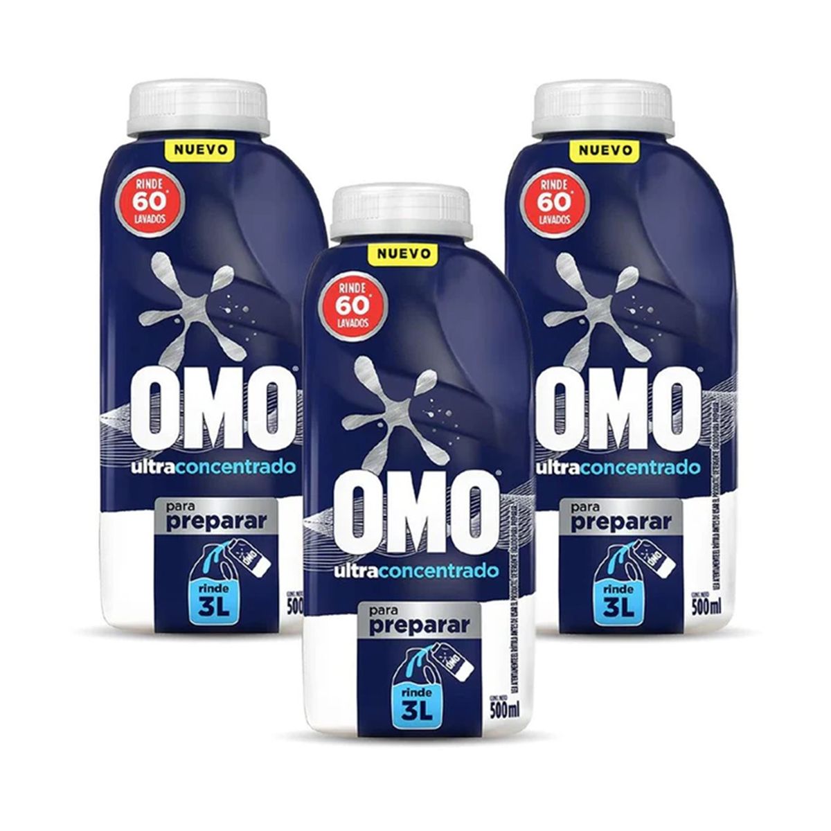 OMO - X3 Detergente Omo Concentrado Para Preparar 500ml 60 Lavados