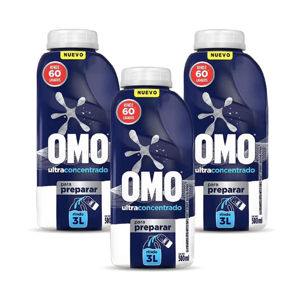 OMO - X3 Detergente Omo Concentrado Para Preparar 500ml 60 Lavados