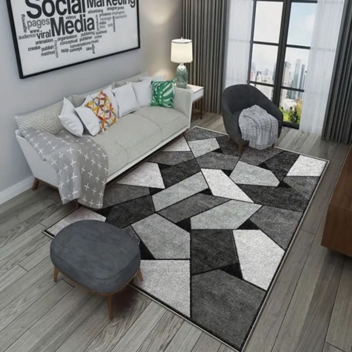 GENERICO - Alfombras Lisas Antideslizantes 150x200 Diseños 3d De Living