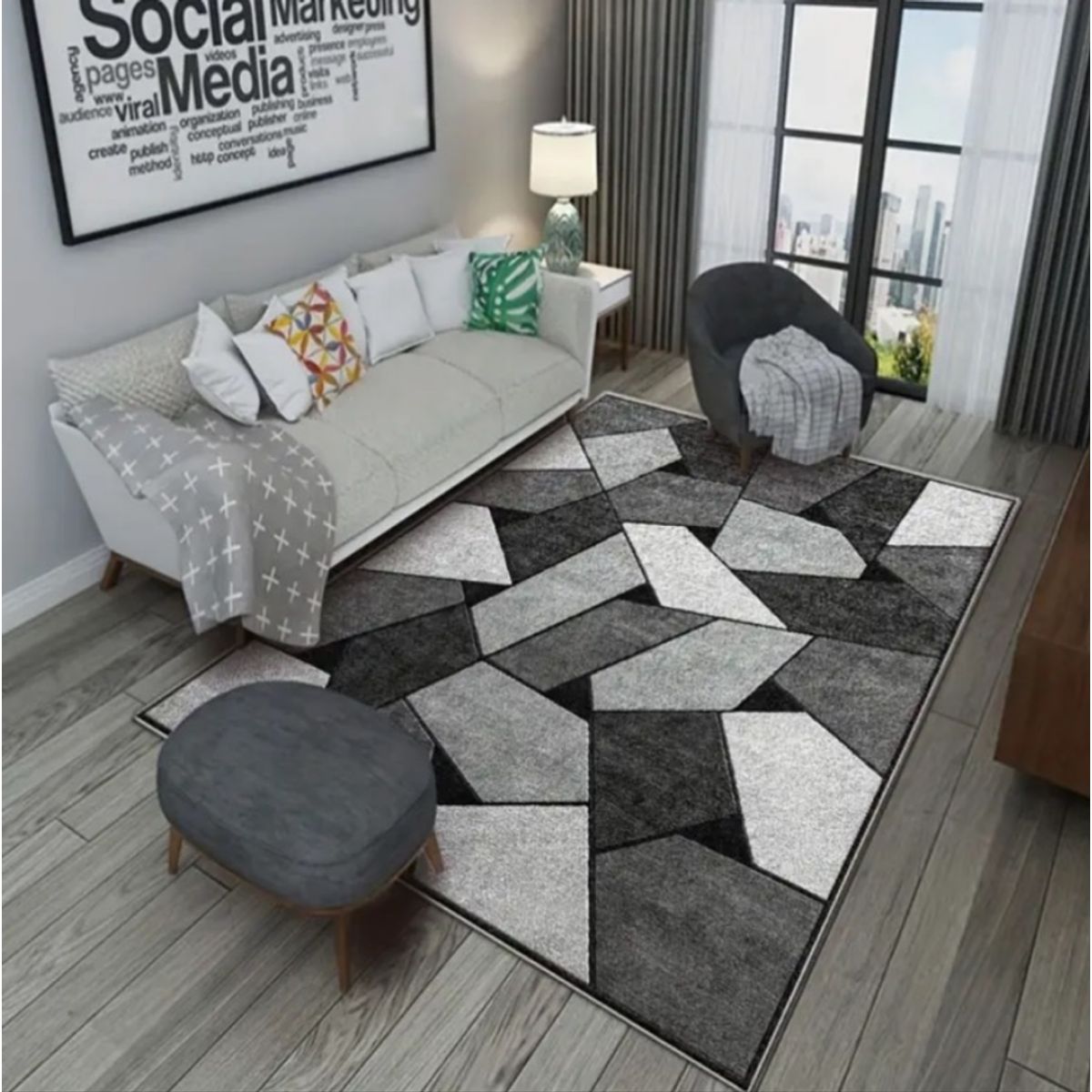 GENERICO - Alfombras Lisas Antideslizantes 150x200 Diseños 3d De Living