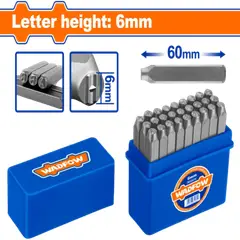 WADFOW - Set De 27 Punzones Letras A-z Y Simbolos 6 Mm 60 Mm