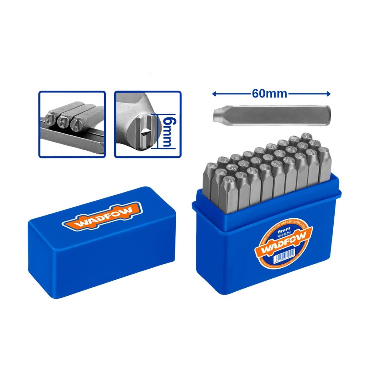 WADFOW - Set De 27 Punzones Letras A-z Y Simbolos 6 Mm 60 Mm Wadfow