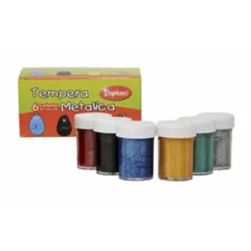 GENERICO - Caja de Tempera 6 Colores Metalica