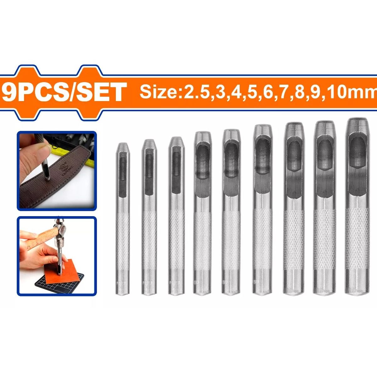 WADFOW - Set De 9 Unidades De Sacabocados 2,5-10 Mm  Wadfow Wcc7509
