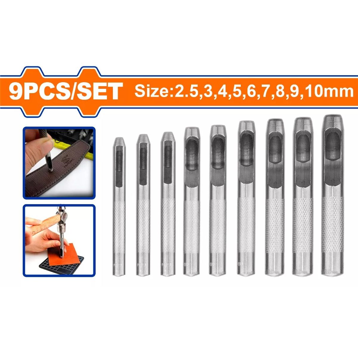 WADFOW - Set De 9 Unidades De Sacabocados 2,5-10 Mm  Wadfow Wcc7509