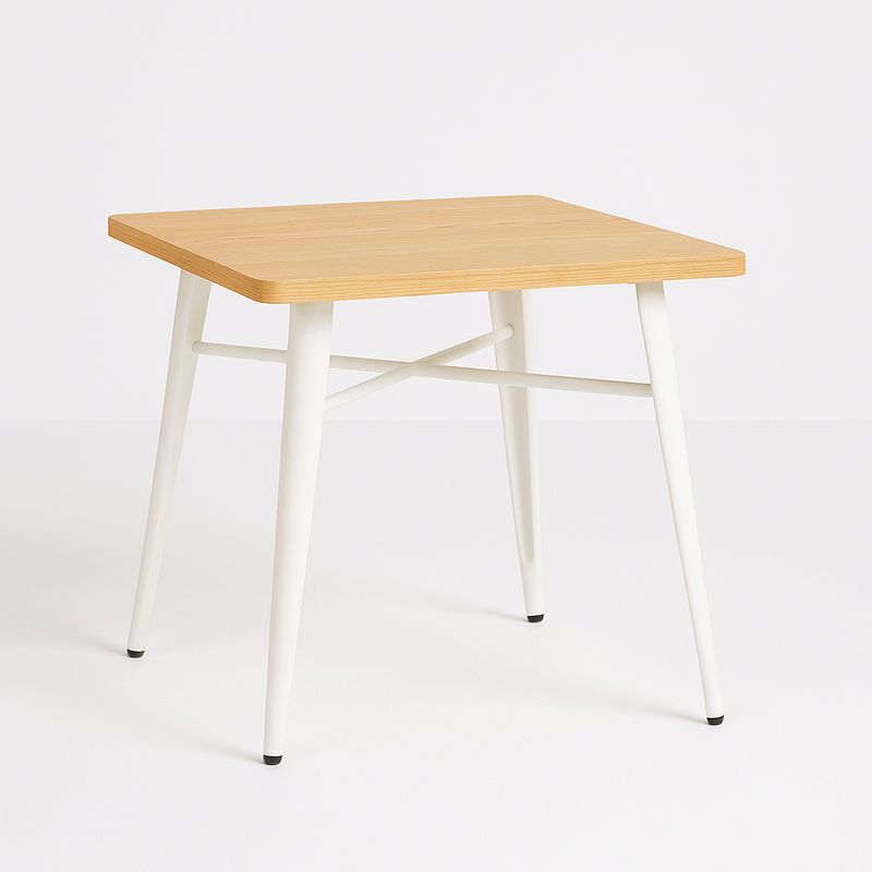 MOBOI - Mesa Comedor Tolix Madera 70x70x75cm Blanca