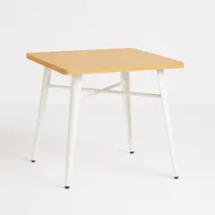MOBOI - Mesa Comedor Tolix Madera 70x70x75cm Blanca