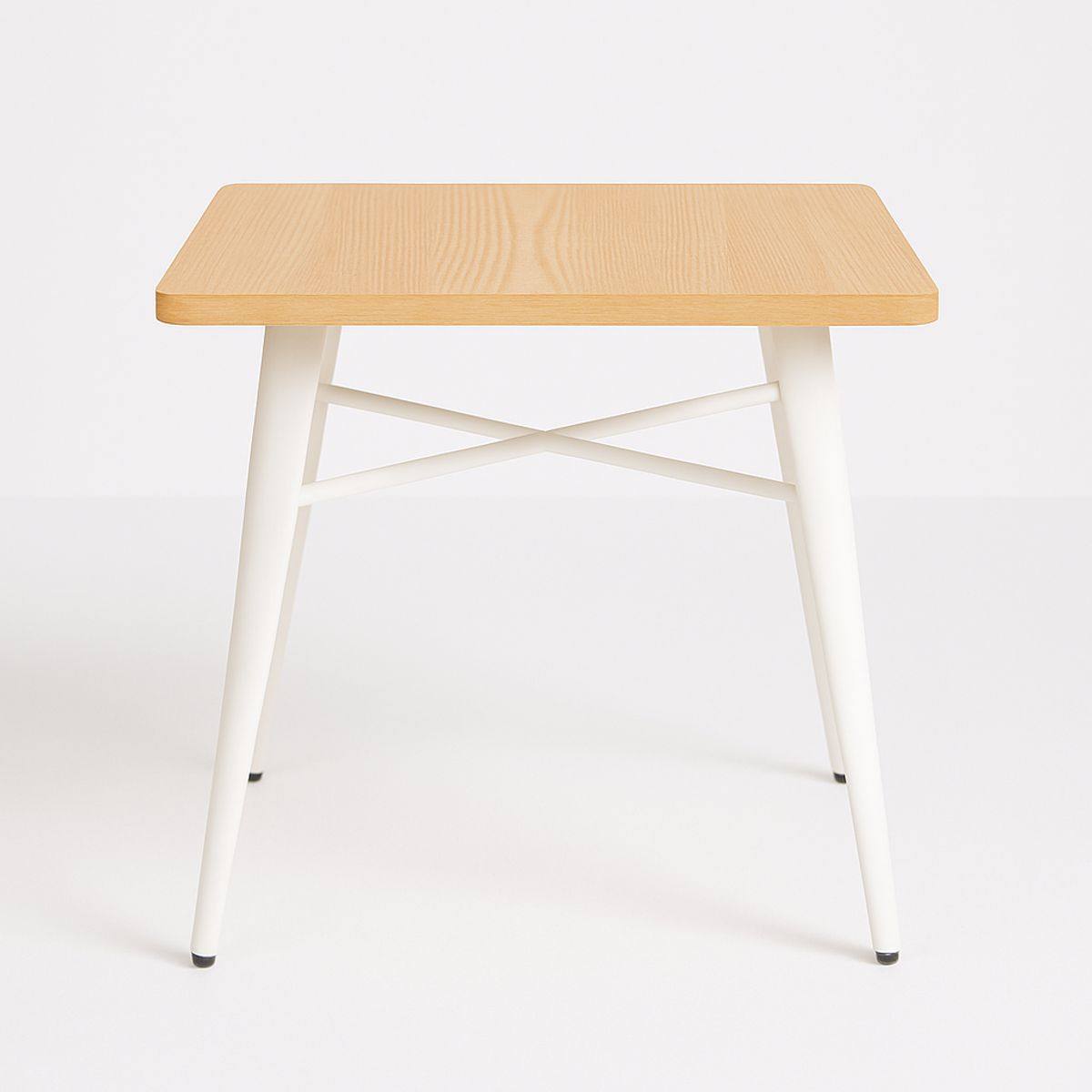 MOBOI - Mesa Comedor Tolix Madera 70x70x75cm Blanca