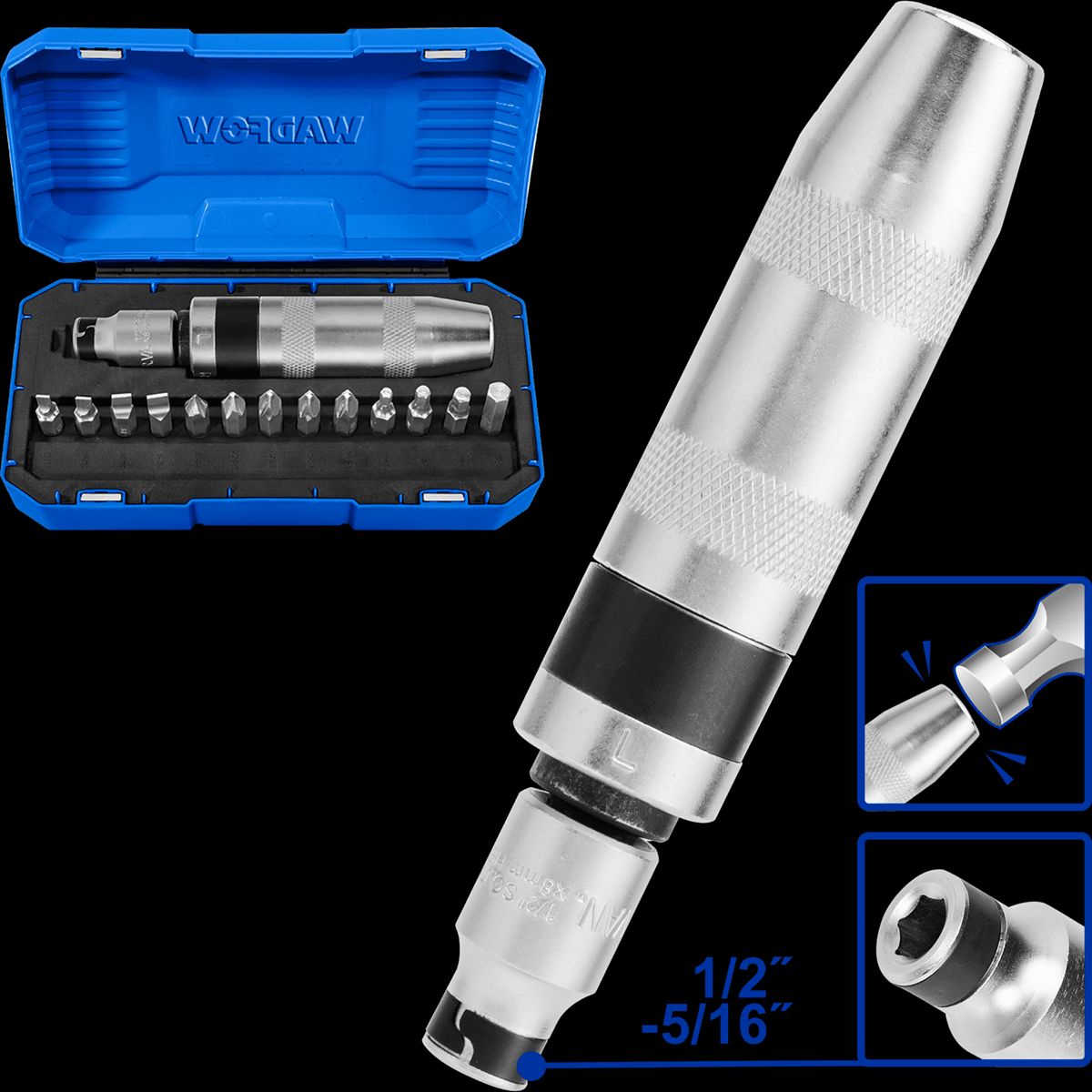 WADFOW - Set Destornillador De Impacto 13 Pzas Puntas Wadfow Wym1b13