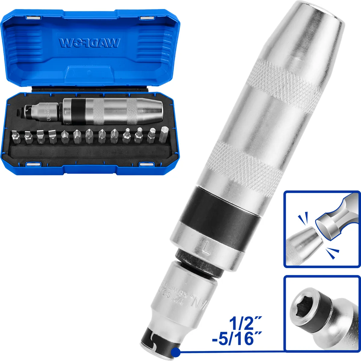 WADFOW - Set Destornillador De Impacto 13 Pzas Puntas Wadfow Wym1b13