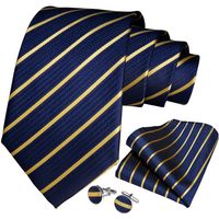 Corbata formal azul amarillo seda hombre paño y colleras Blue Golden