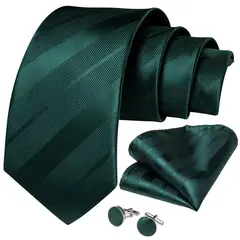 SN SONEC - Corbata verde esmeralda formal hombre paño y colleras Modelo Emerald