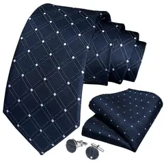 SN SONEC - Corbata azul oscuro formal hombre paño y colleras Night Ocean