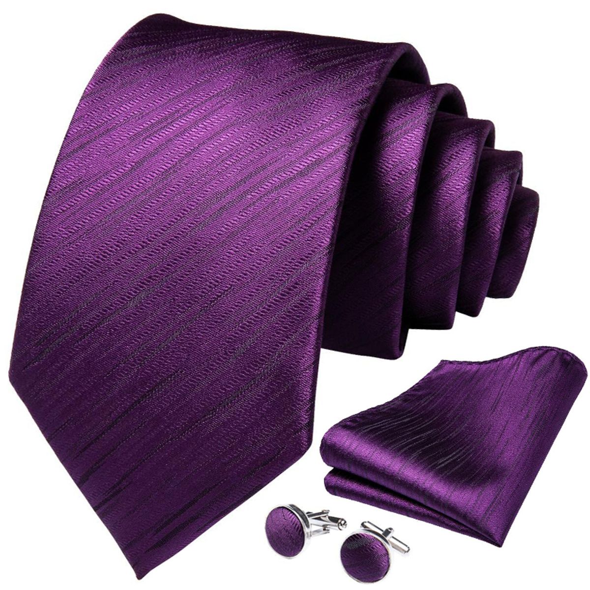 SN SONEC - Corbata violeta hombre paño y colleras formal Dark violet